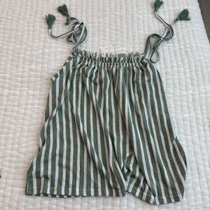 Laura Ashley Green and White Striped Top